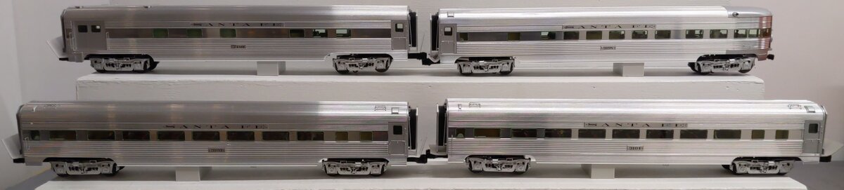 Lionel 6-29144 O Gauge Santa Fe 4-Car Aluminum Passenger Set EX/Box
