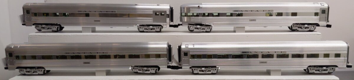 Lionel 6-29144 O Gauge Santa Fe 4-Car Aluminum Passenger Set EX/Box