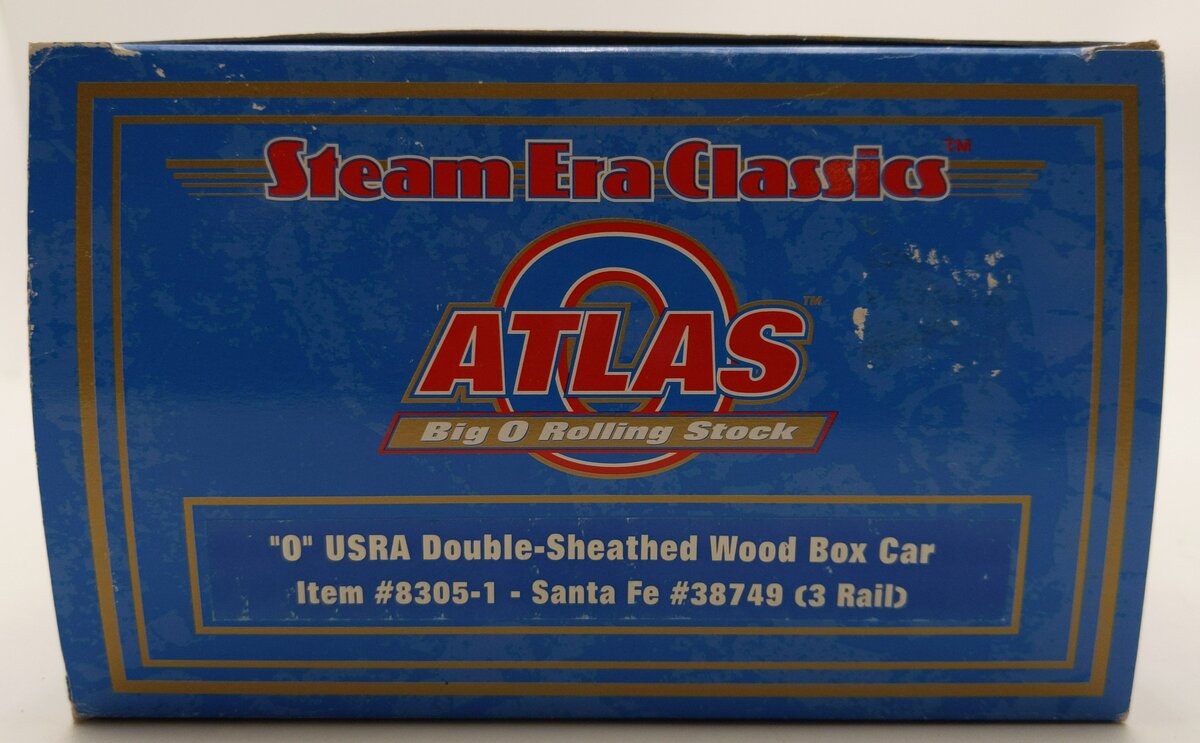 Atlas 8305-1 O Gauge 3-Rail Santa Fe USRA Double-Sheathed Wood Boxcar #38749 EX/Box