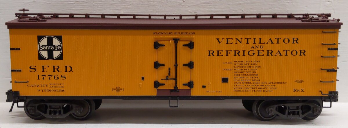 Atlas 6702-2 O Gauge 3-Rail Santa Fe 40' Wood Refrigerator Car #17768 LN/Box