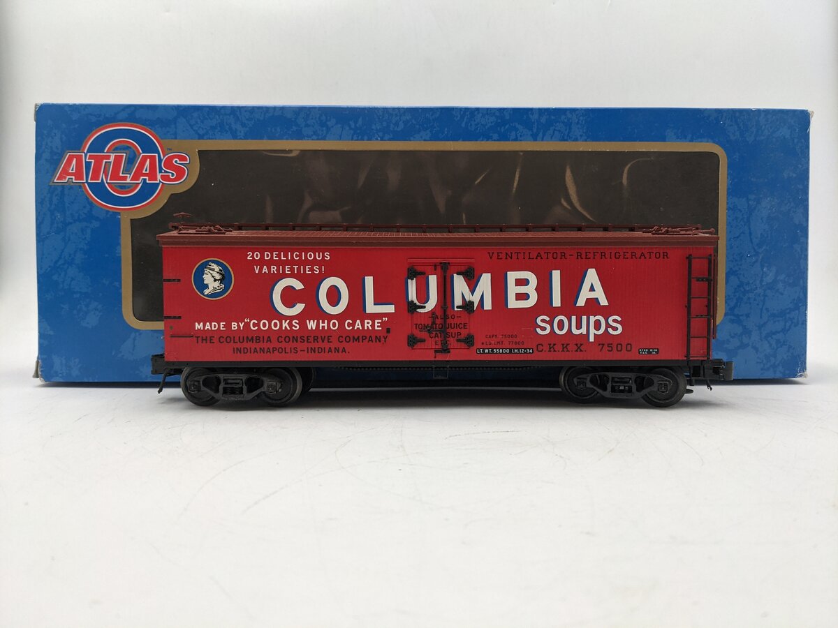 Atlas 6726-1 O Gauge Columbia Soup Reefer Car #7500 (3-Rail) EX/Box