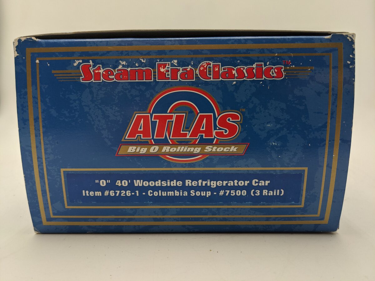 Atlas 6726-1 O Gauge Columbia Soup Reefer Car #7500 (3-Rail) EX/Box