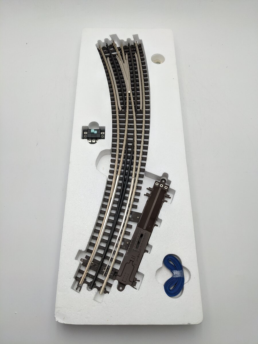 Atlas 6077 O72/O54 Nickel Silver Left Hand Remote Switch Turnout - 3-Rail EX/Box