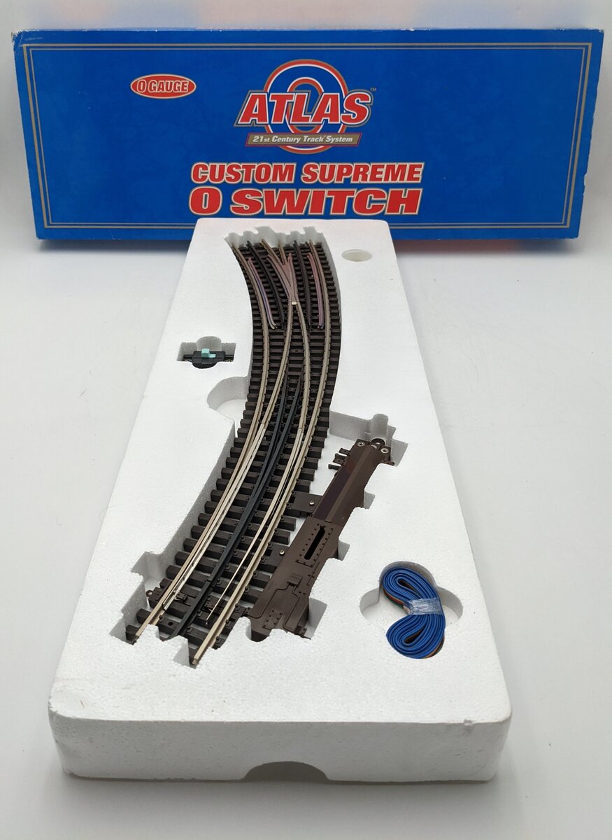 Atlas 6077 O72/O54 Nickel Silver Left Hand Remote Switch Turnout - 3-Rail EX/Box