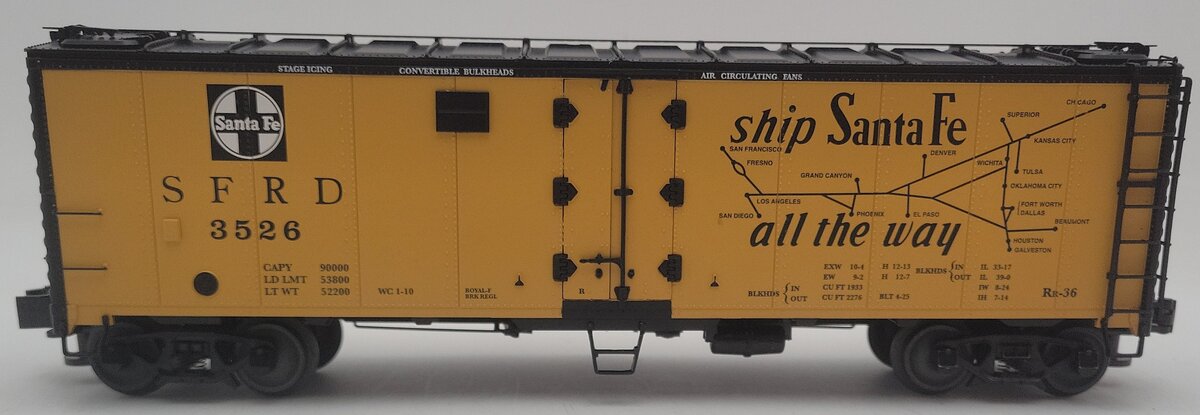 Lionel 1926120 O Gauge Santa Fe Freight Sounds Reefer #3526 EX/Box