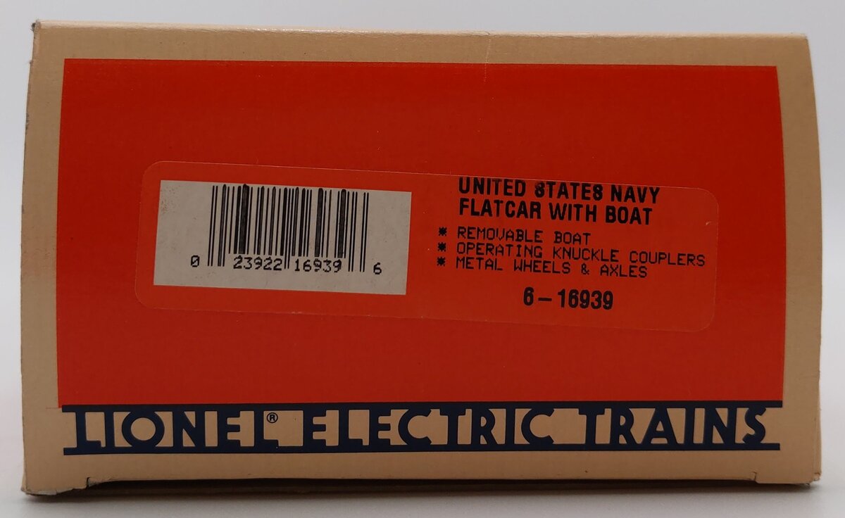 Lionel 6-16939 O Gauge United States Navy Flatcar w/ Boat #04040 LN/Box
