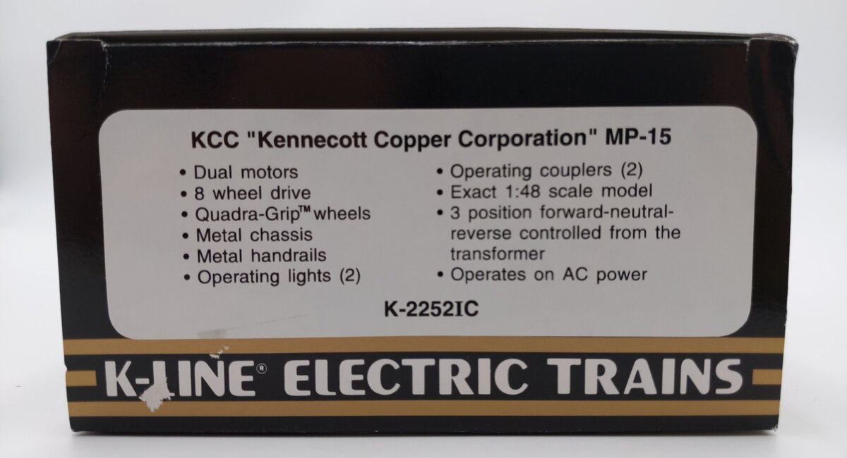 K-Line K22521 O KCC "Kennecott Copper Corp." MP-15 Diesel Locomotive #906 LN/Box
