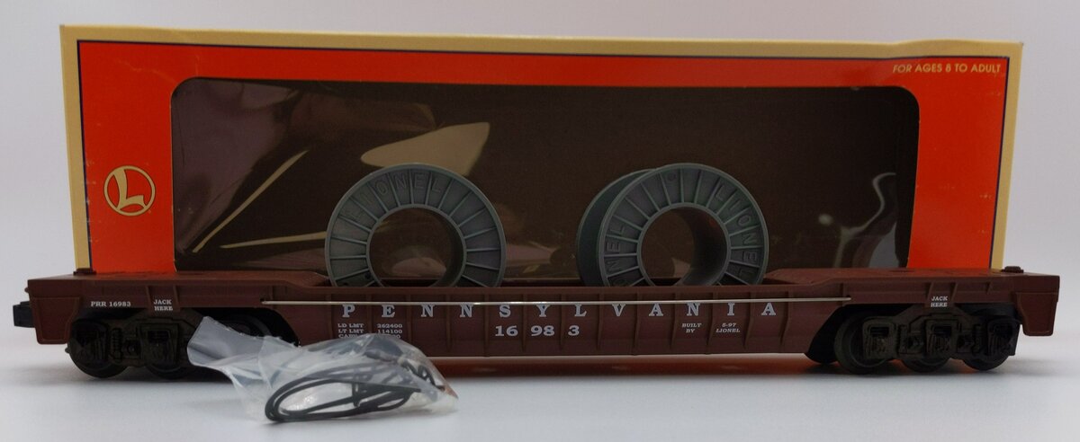 Lionel 6-16983 O Gauge Pennsylvania F-9 Well Car w/Cable Reels #16983 LN/Box