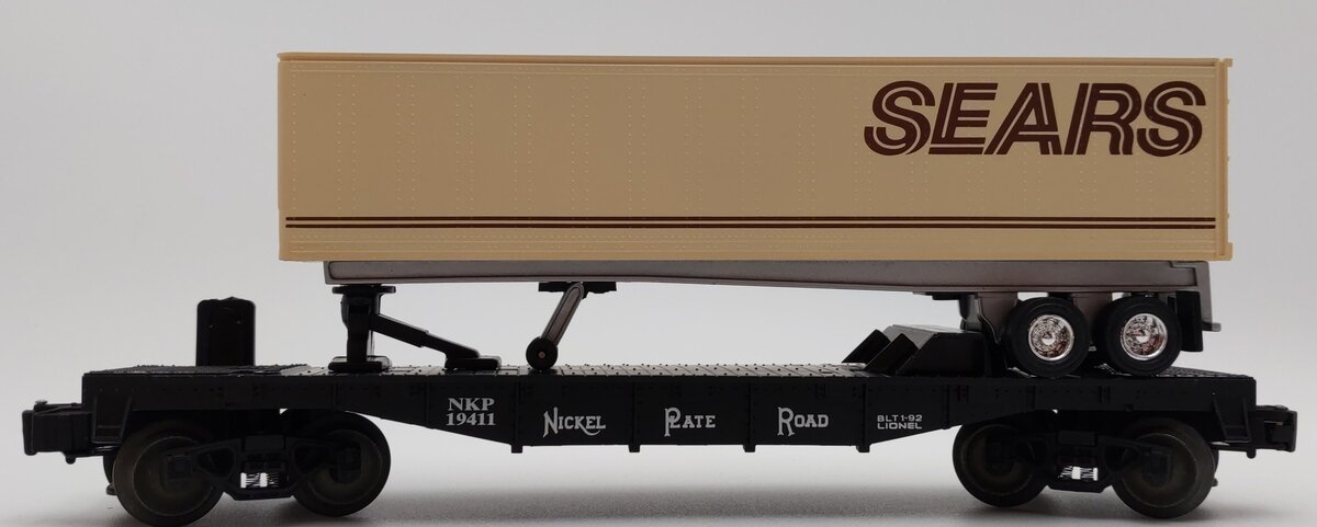 Lionel 6-19411 O Gauge Nickel Plate Road Flatcar w/Sears Trailer LN/Box