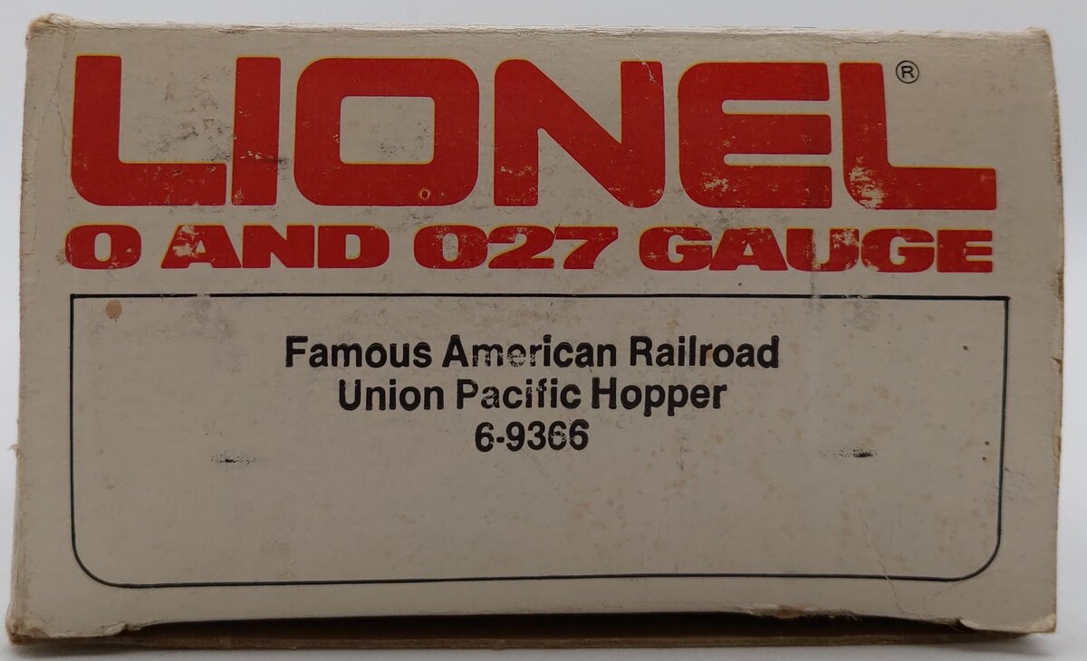 Lionel 6-9366 O Gauge Union Pacific Covered 4-Bay Hopper #9366 EX/Box