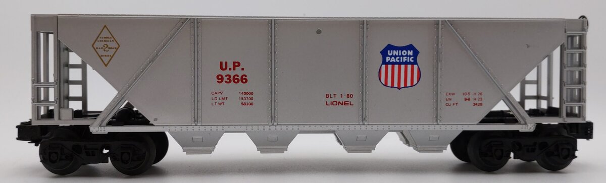 Lionel 6-9366 O Gauge Union Pacific Covered 4-Bay Hopper #9366 EX/Box