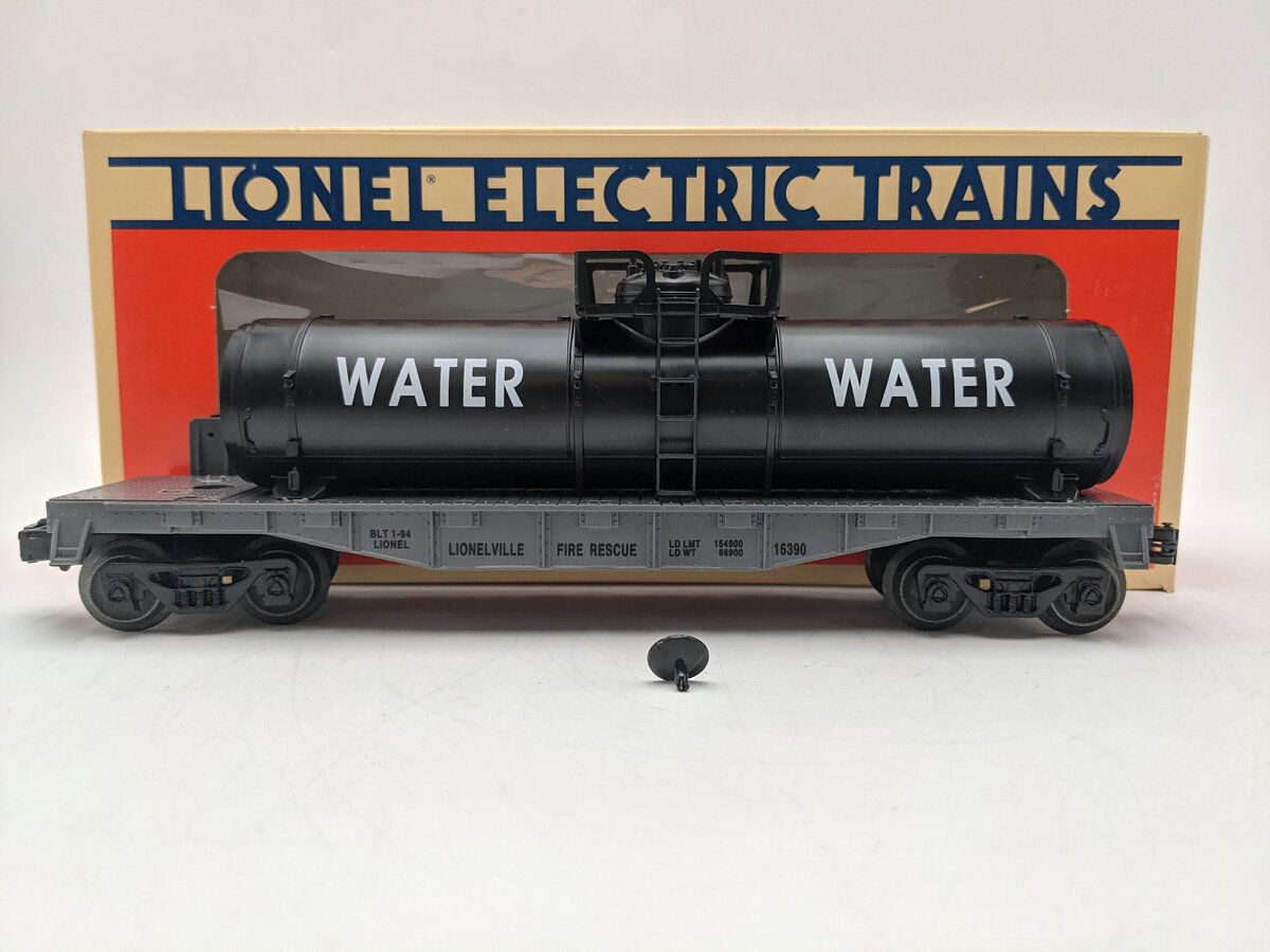 Lionel 6-16390 O Gauge Lionelville Fire Rescue Flatcar w/Water Tank EX/Box