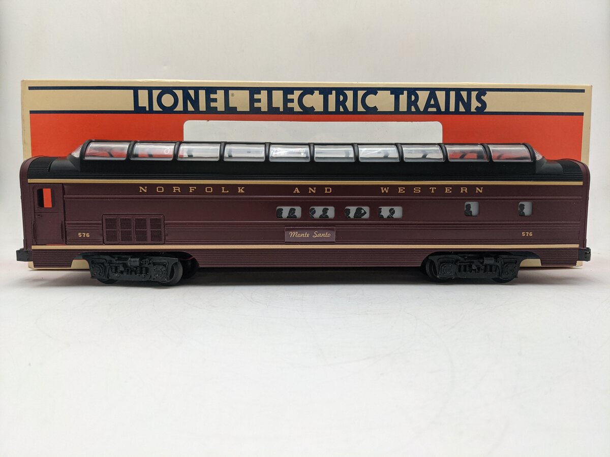 Lionel 6-19108 O Gauge Norfolk & Western "Monte Santo" Full Vista Dome Car #576 VG/Box