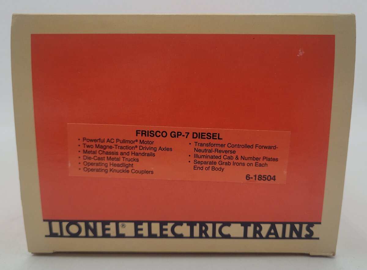 Lionel 6-18504 O Gauge Frisco GP-7 Diesel Locomotive #504 EX/Box