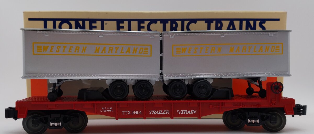 Lionel 6-19404 O Gauge Western Maryland Flatcar with Trailers #19404 LN/Box