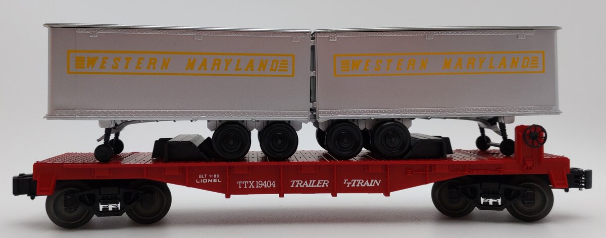 Lionel 6-19404 O Gauge Western Maryland Flatcar with Trailers #19404 LN/Box