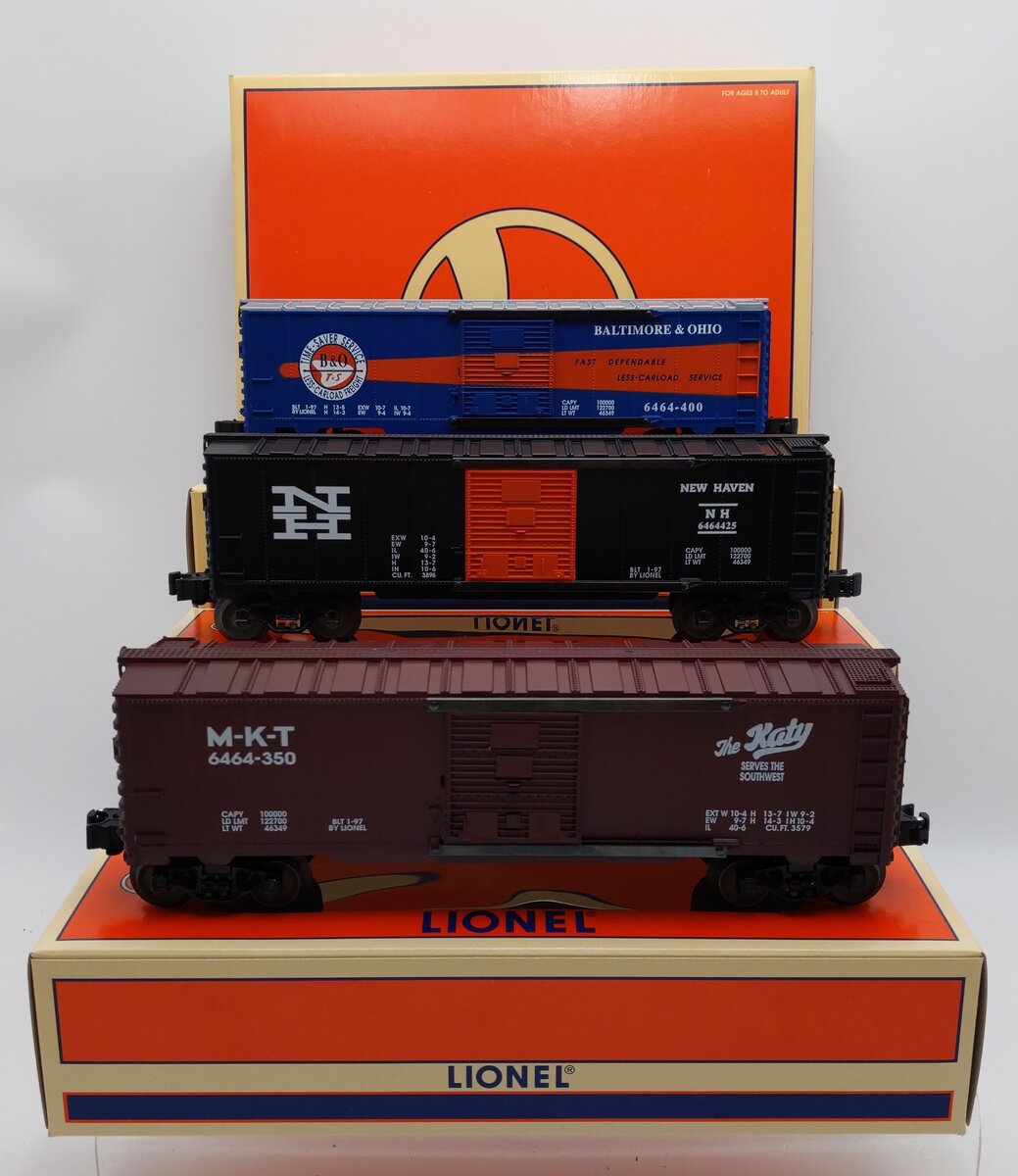 Lionel 6-19292 O Gauge B&O 6464 Boxcar Series Vl (Set of 3) LN/Box