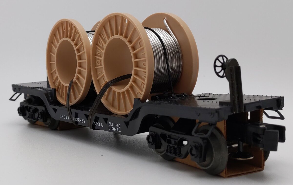Lionel 6-16324 O Gauge Pennsylvania Depressed Center Flatcar with Cable Reels LN/Box
