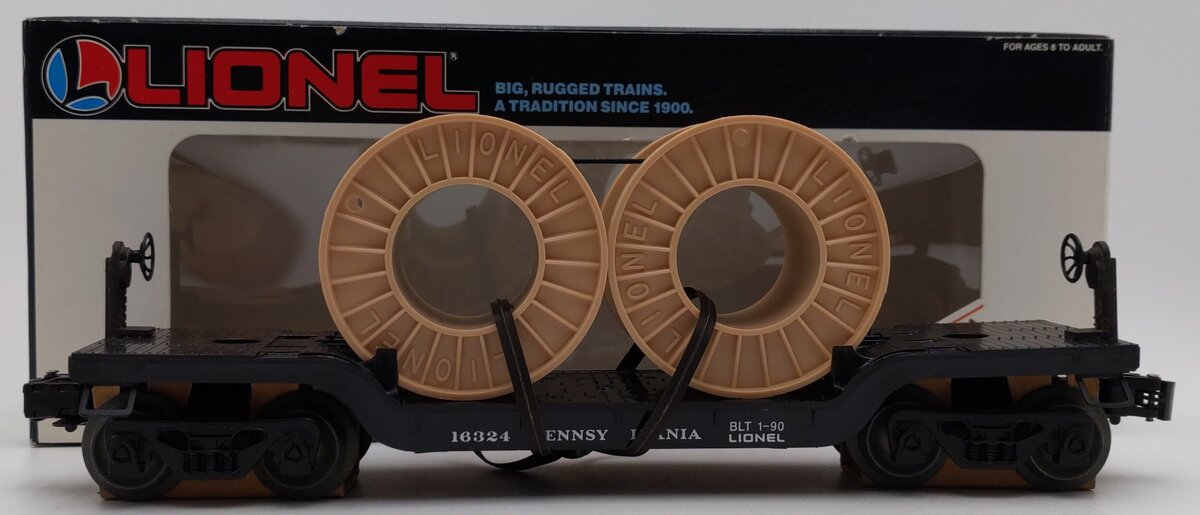 Lionel 6-16324 O Gauge Pennsylvania Depressed Center Flatcar with Cable Reels LN/Box
