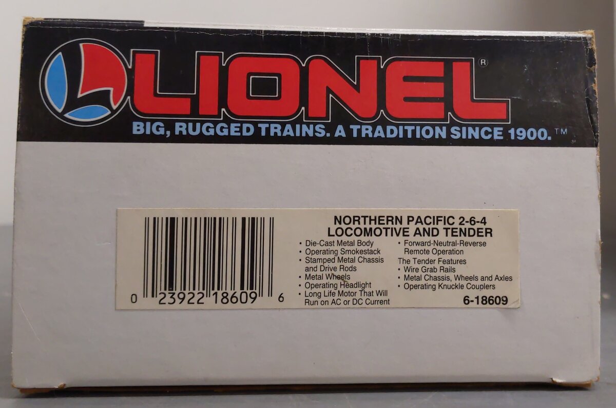 Lionel 6-18609 O Gauge Northern Pacific 2-6-4 Steam Locomotive and Tender #8609 LN/Box