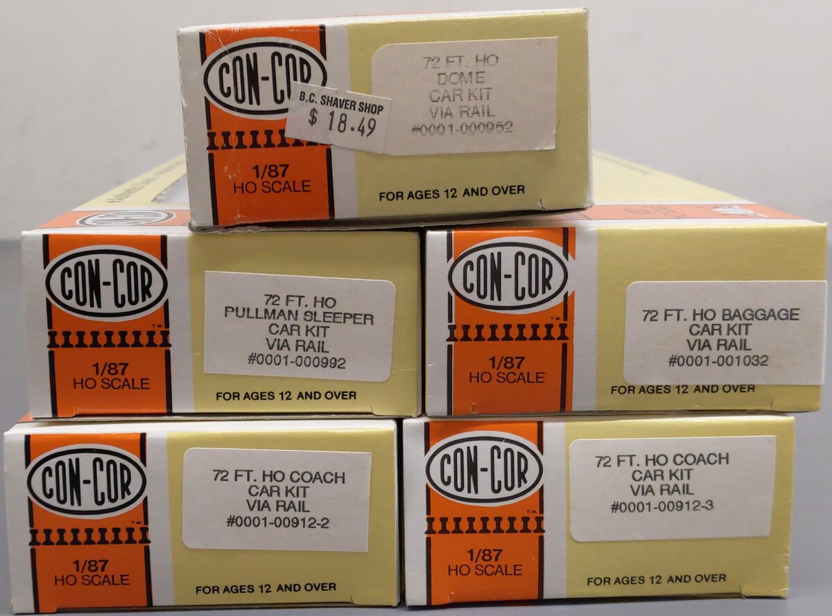 Con-Cor HO Scale VIA Canada Passenger Car Kits [5] EX/Box