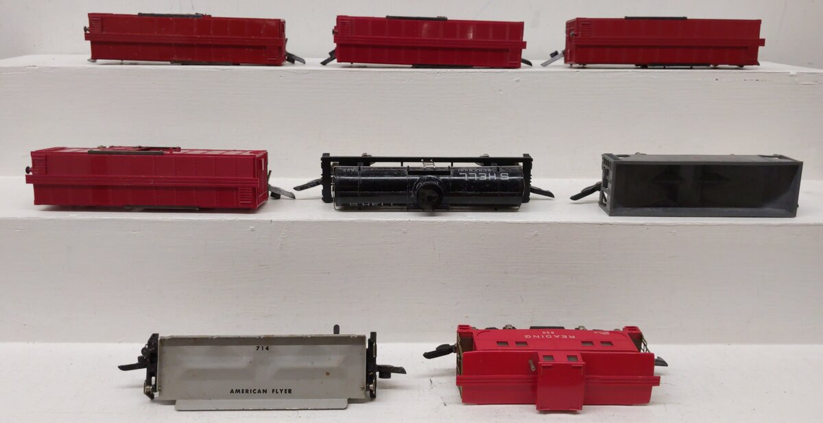 American Flyer S Gauge Freight Cars: 632, 8681, 629, 630, 633, 714 [8] VG