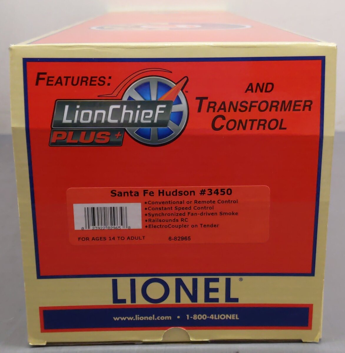 Lionel 6-82965 O Santa Fe 4-6-4 Hudson Lion Chief Steam Locomotive #3450 LN/Box