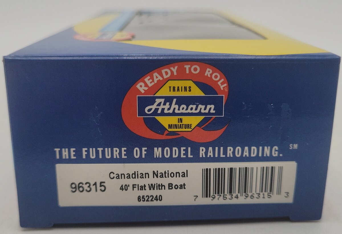 Athearn 96315 HO Canadian National 40' Flat with Boat #652240 EX/Box