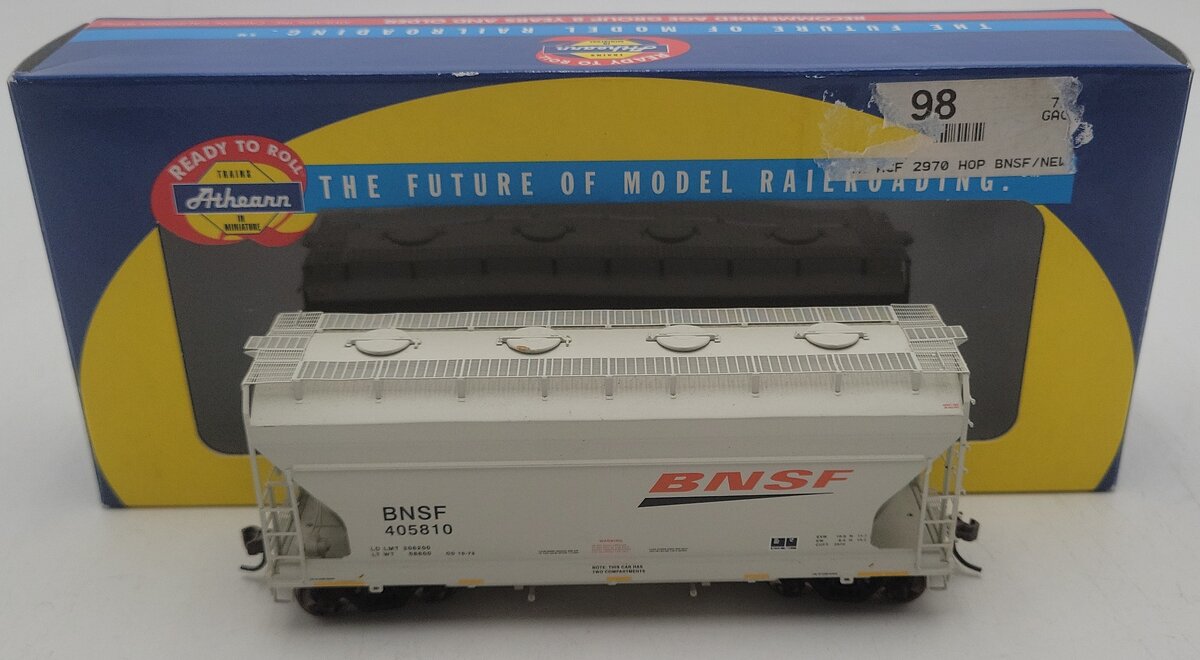 Athearn 93904 HO Scale BNSF ACF 2970 2-Bay Hopper #405810 EX/Box