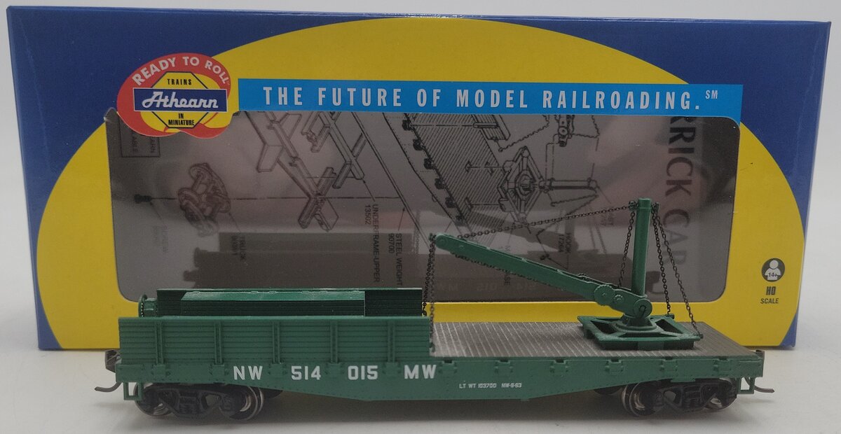 Athearn 86039 HO Norfolk & Western RTR 40' Derrick Flatcar #514015 EX/Box