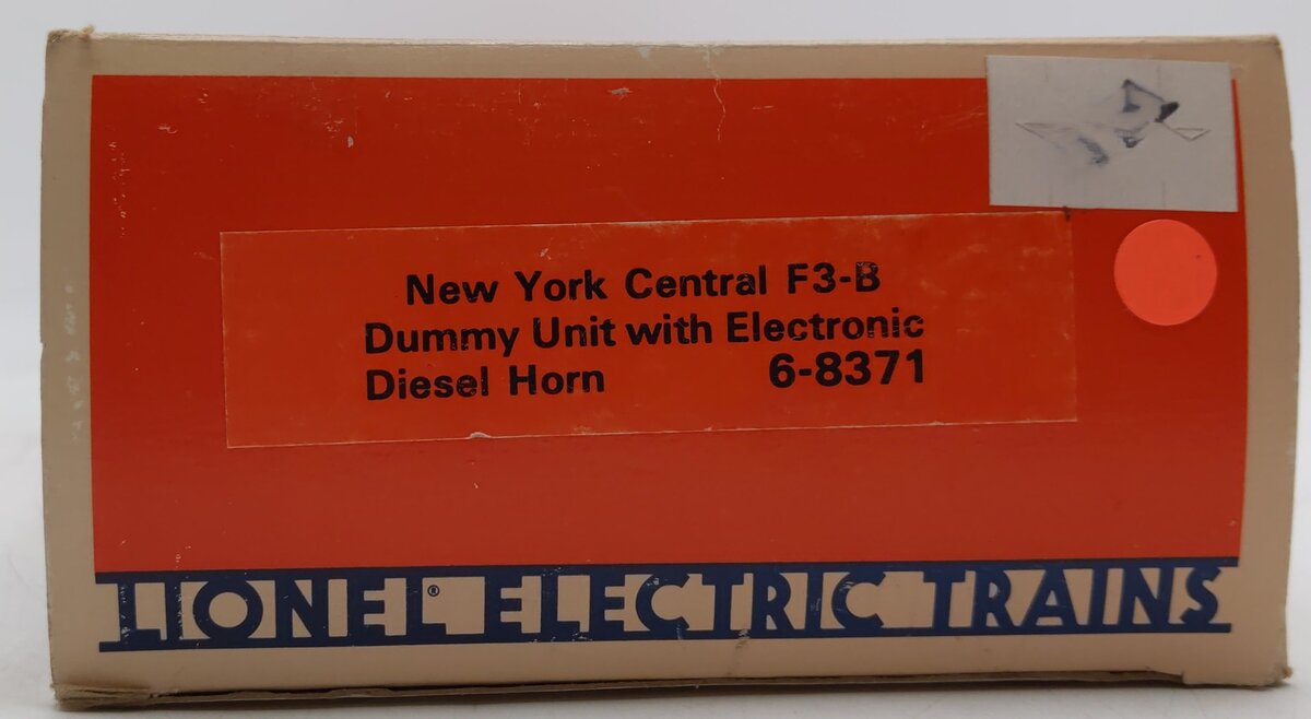 Lionel 6-8371 O New York Central F-3 B Unit Non- Pwd. Diesel Locomotive w/Horn EX/Box