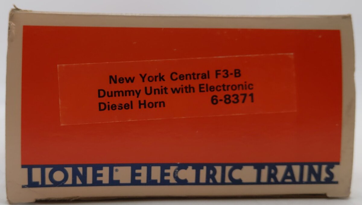 Lionel 6-8371 O New York Central F-3 B Unit Non- Pwd. Diesel Locomotive w/Horn EX/Box