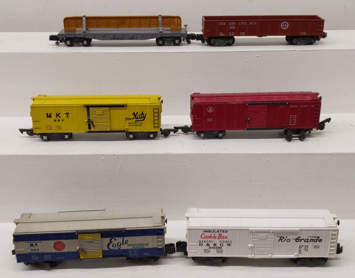 American Flyer S Gauge Freight Cars 637, 24110, 24039, 42597, 633, 983 [6] VG