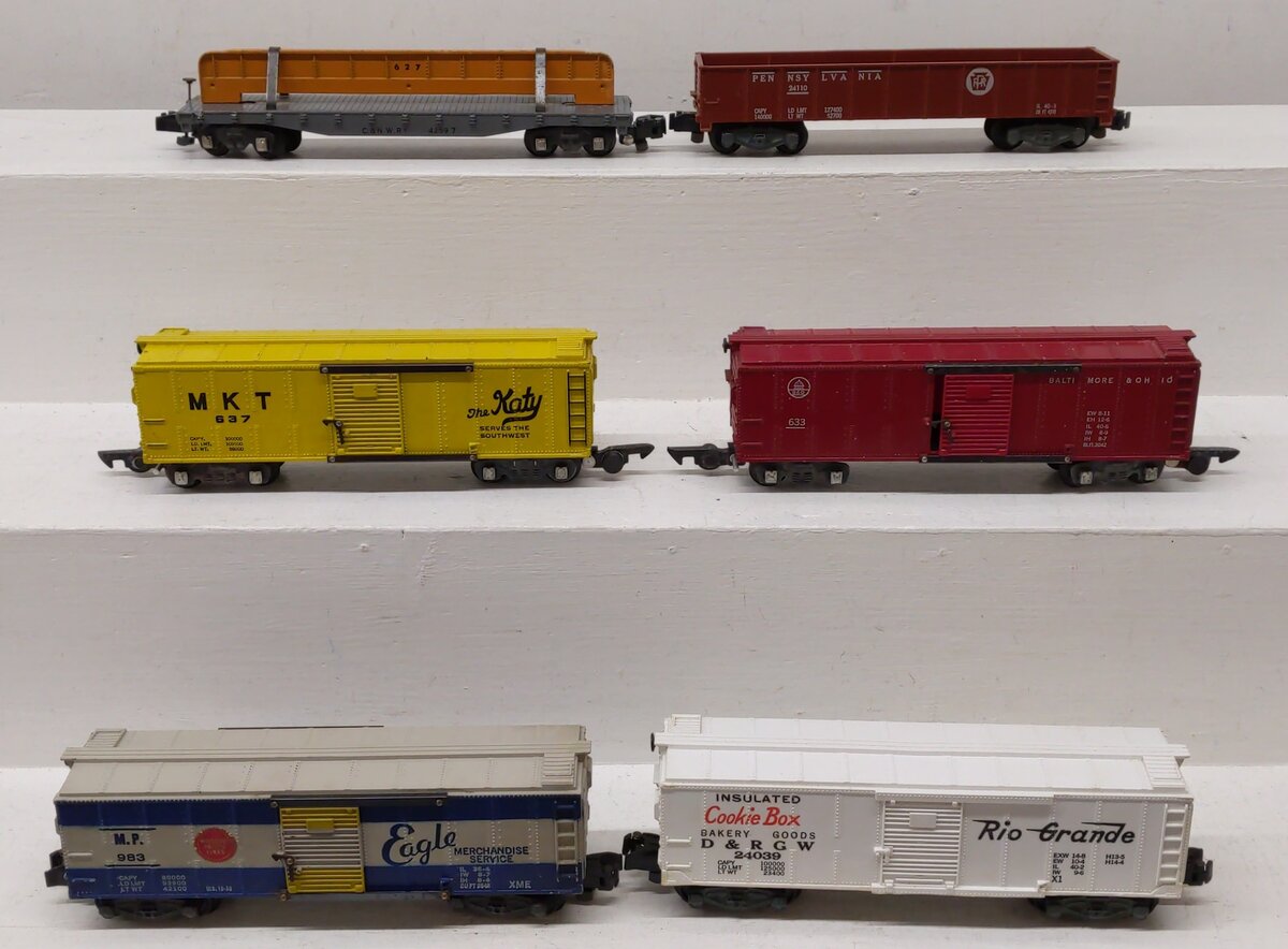 American Flyer S Gauge Freight Cars 637, 24110, 24039, 42597, 633, 983 [6] VG