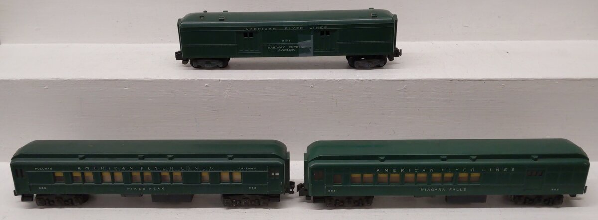 American Flyer Vintage S Heavyweight Passenger Cars 951, 952, 953 [3] VG
