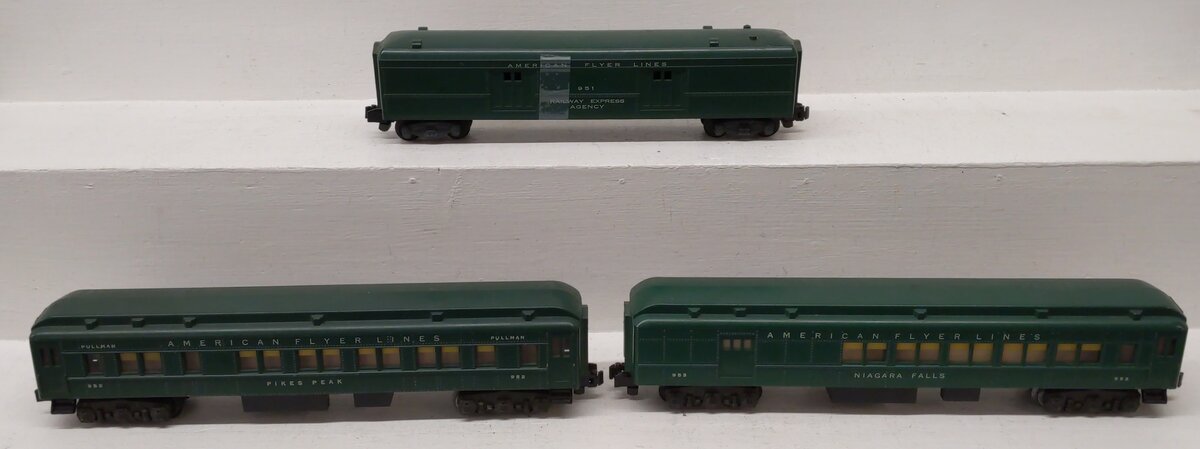 American Flyer Vintage S Heavyweight Passenger Cars 951, 952, 953 [3] VG