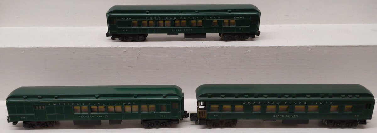 American Flyer Vintage S Gauge Heavyweight Passenger Cars 952, 953, 954 [3] VG