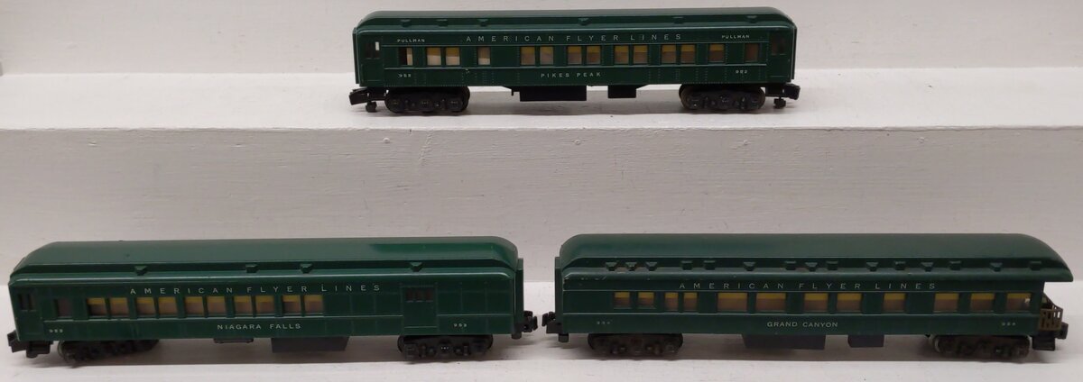 American Flyer Vintage S Gauge Heavyweight Passenger Cars 952, 953, 954 [3] VG