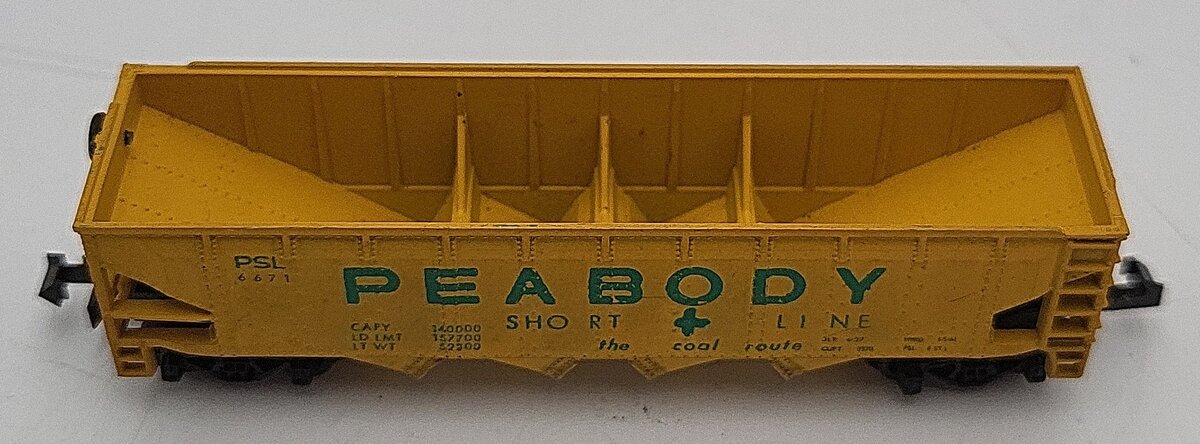 Minitrix 3279 N Scale Peabody Short Line Hopper Car #6671 VG