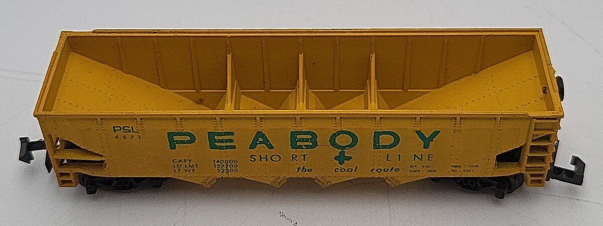 Minitrix 3279 N Scale Peabody Short Line Hopper Car #6671 VG