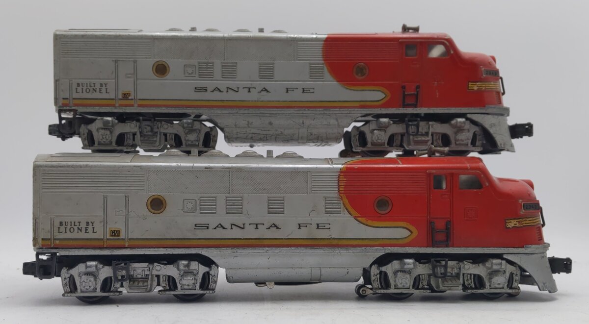 Lionel 2343 Vintage O Gauge Santa Fe F3 AA Diesel Locomotive Set VG