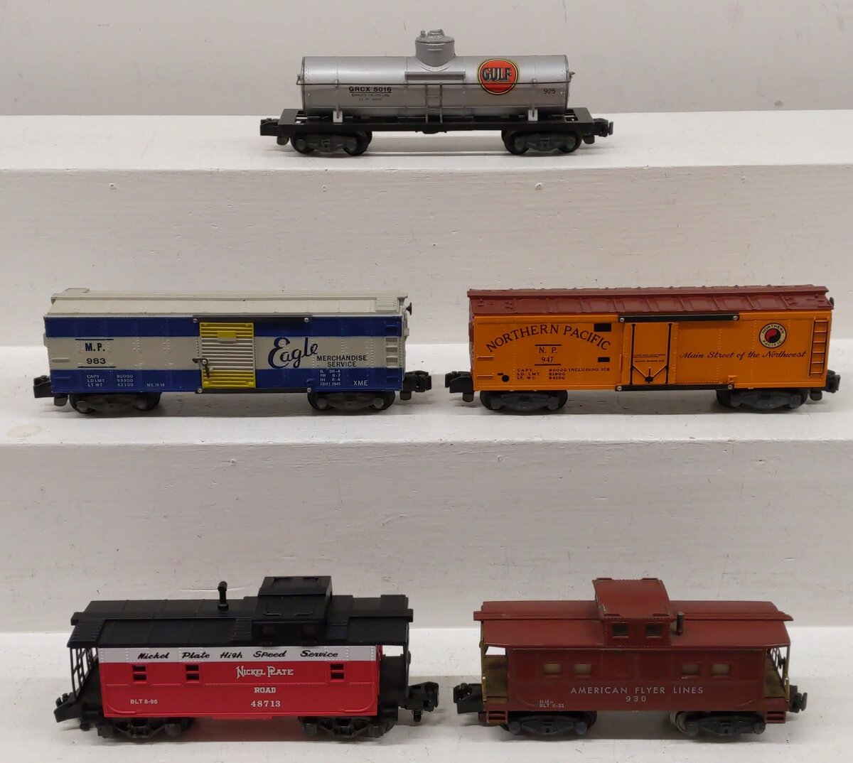 American Flyer S Scale Assorted Freight Cars 983, 947, 6-48713, 930, 925 [5] VG