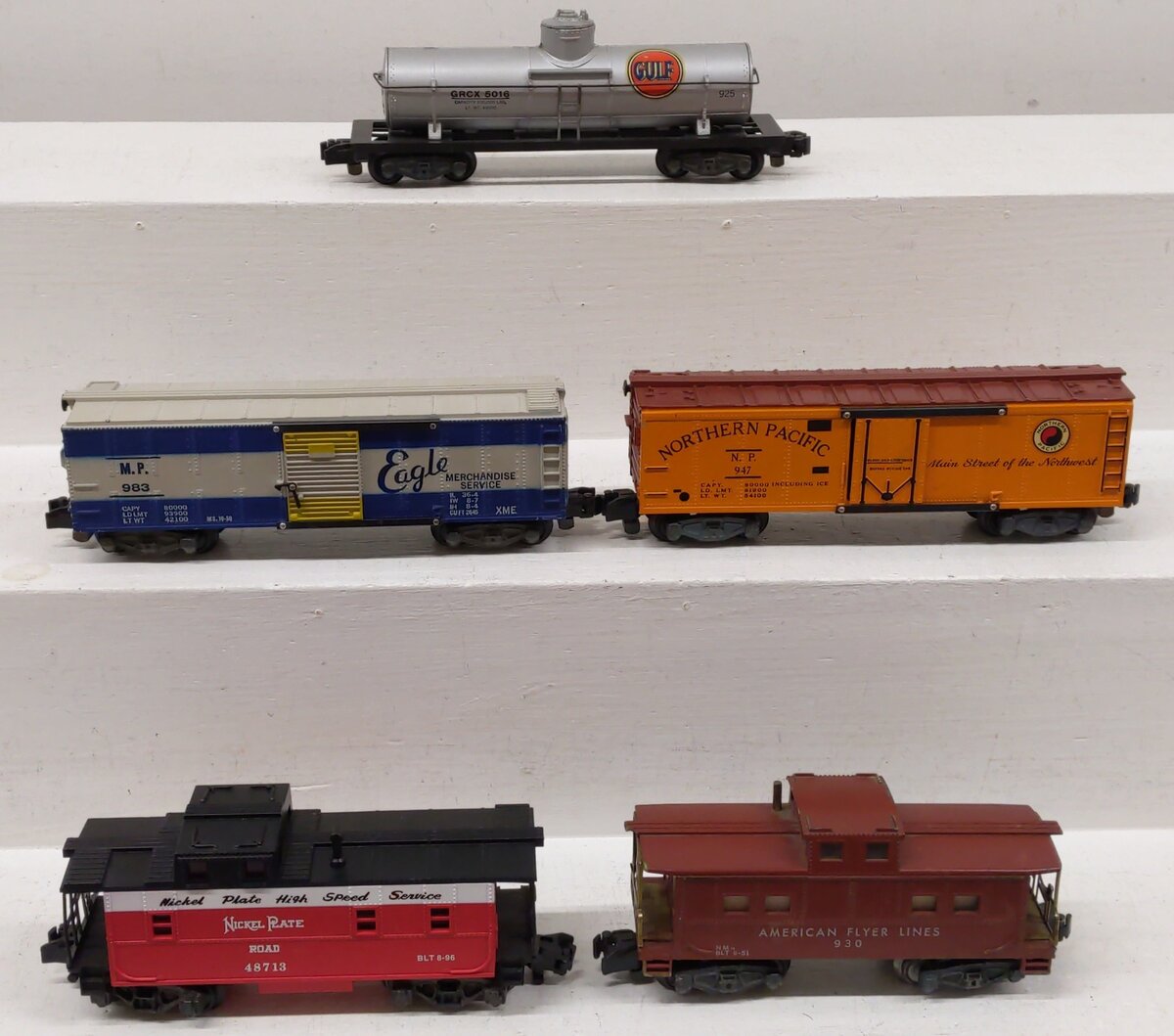 American Flyer S Scale Assorted Freight Cars 983, 947, 6-48713, 930, 925 [5] VG