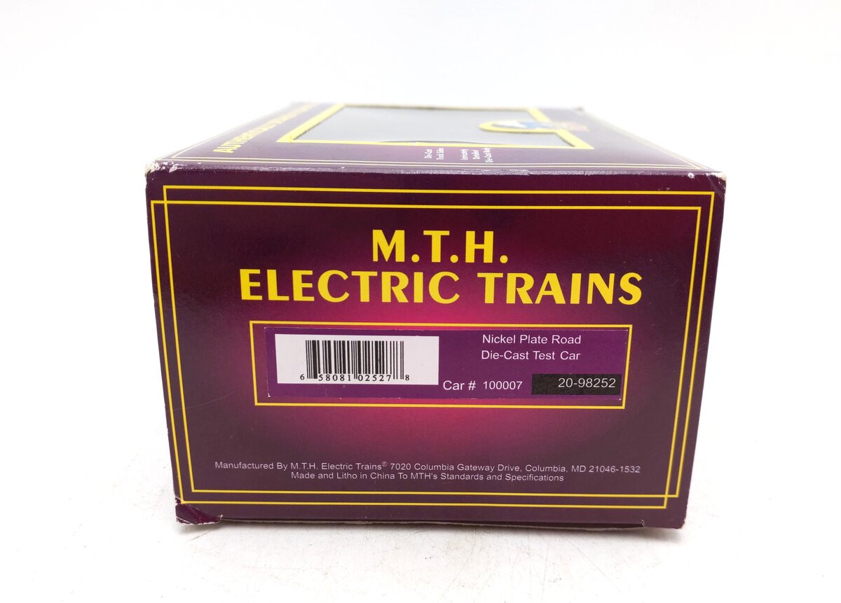 MTH 20-98252 O Nickel Plate Road Die-Cast Test Car #100007 NIB