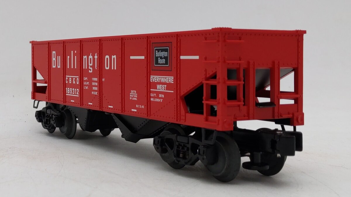 Lionel 6-26779 O Gauge Burlington Operating Hopper #189312 w/ Coal Load LN/Box