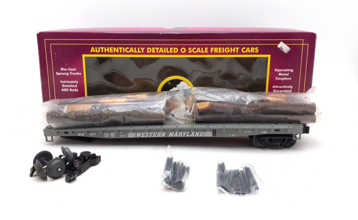 MTH 20-98102 O Western Maryland Flatcar with Log Load #2317 VG/Box