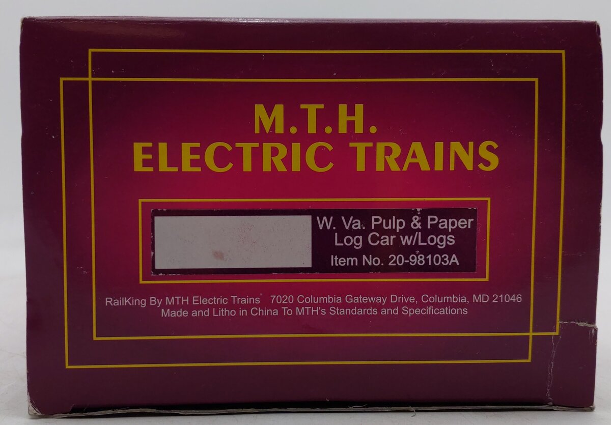 MTH 20-98103A O Gauge West Virginia Pulp and Paper Log Car w/Logs #153 LN/Box