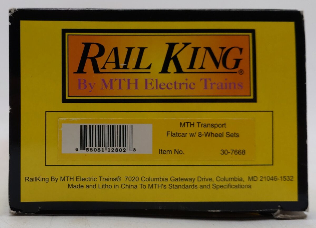 MTH 30-7668 O Gauge MTH Transport Flatcar w/ 8-Wheel Sets LN/Box