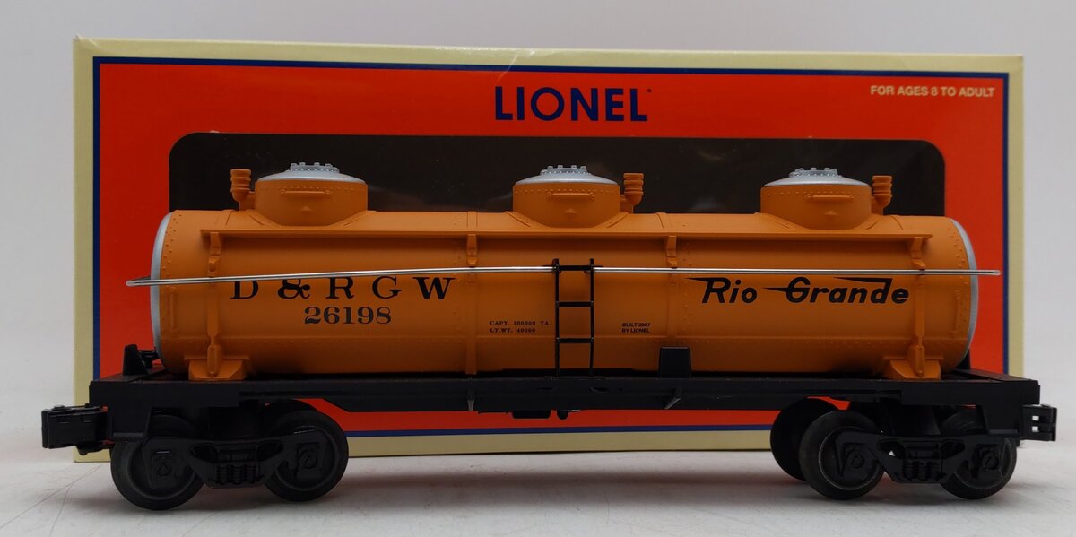 Lionel 6-26198 Rio Grande 3-Dome Tank Car LN/Box