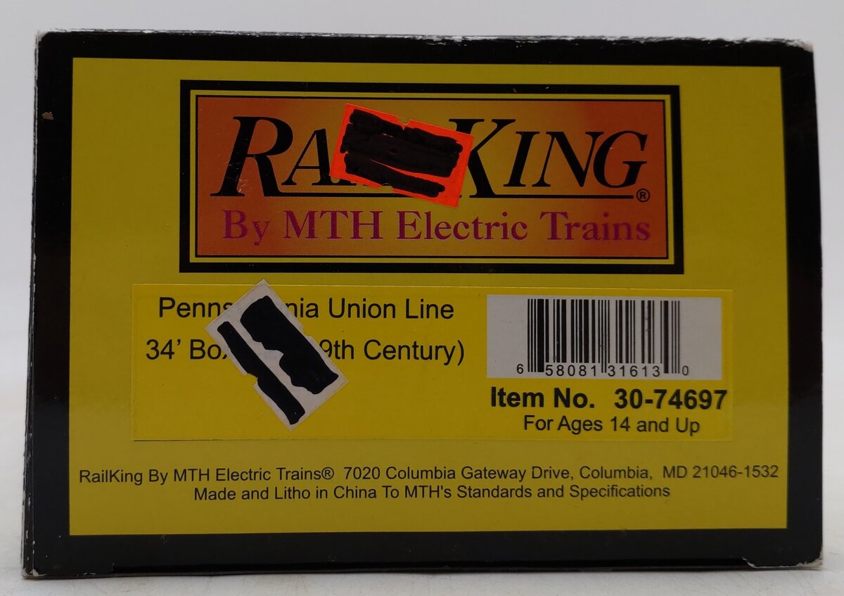 MTH 30-74697 O Pennsylvania Union Line 19th Century 34’ Boxcar LN/Box